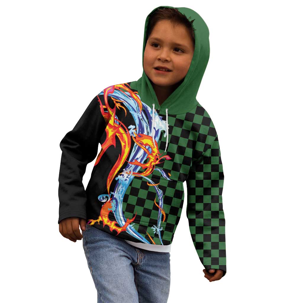 Japanese Asanoha Pattern Kid Hoodie Sun Flame Slayer Dragon Hinokami Kagura Spirit LT9 - Polynesian Pride