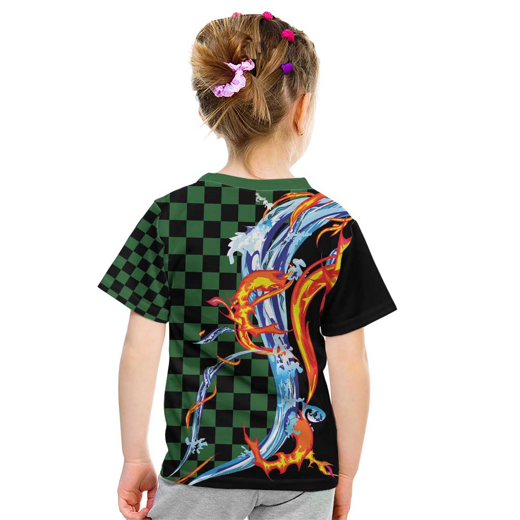 Japanese Asanoha Pattern Kid T Shirt Sun Flame Slayer Dragon Hinokami Kagura Spirit LT9 - Polynesian Pride