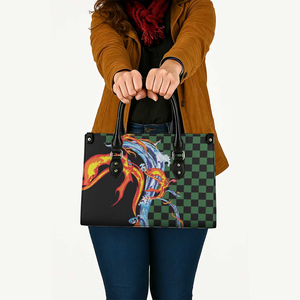 Japanese Asanoha Pattern Leather Bag Sun Flame Slayer Dragon Hinokami Kagura Spirit - Polynesian Pride