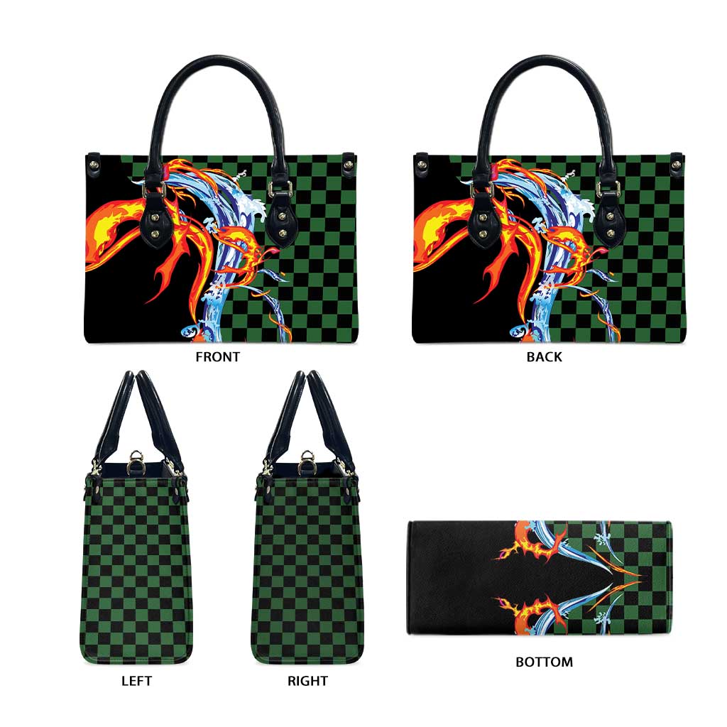 Japanese Asanoha Pattern Leather Bag Sun Flame Slayer Dragon Hinokami Kagura Spirit - Polynesian Pride