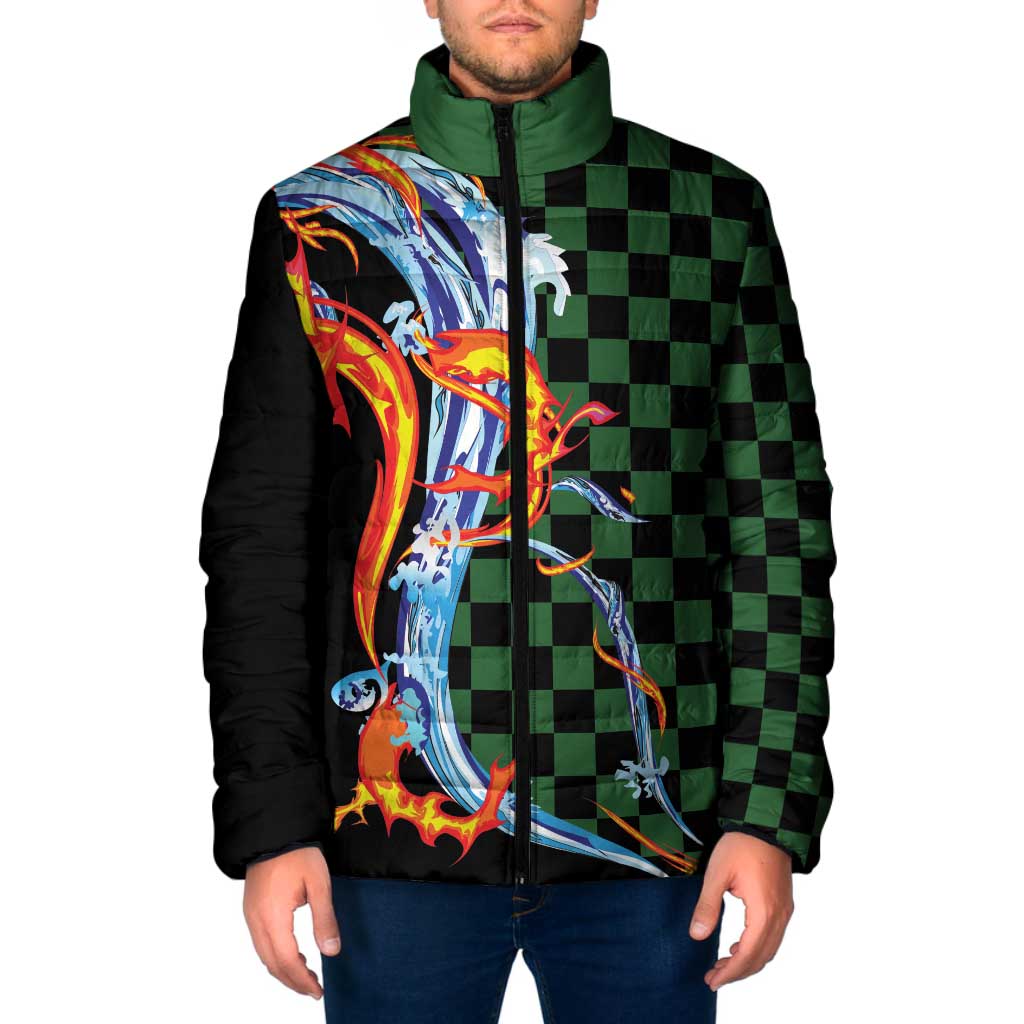 Japanese Asanoha Pattern Padded Jacket Sun Flame Slayer Dragon Hinokami Kagura Spirit - Polynesian Pride