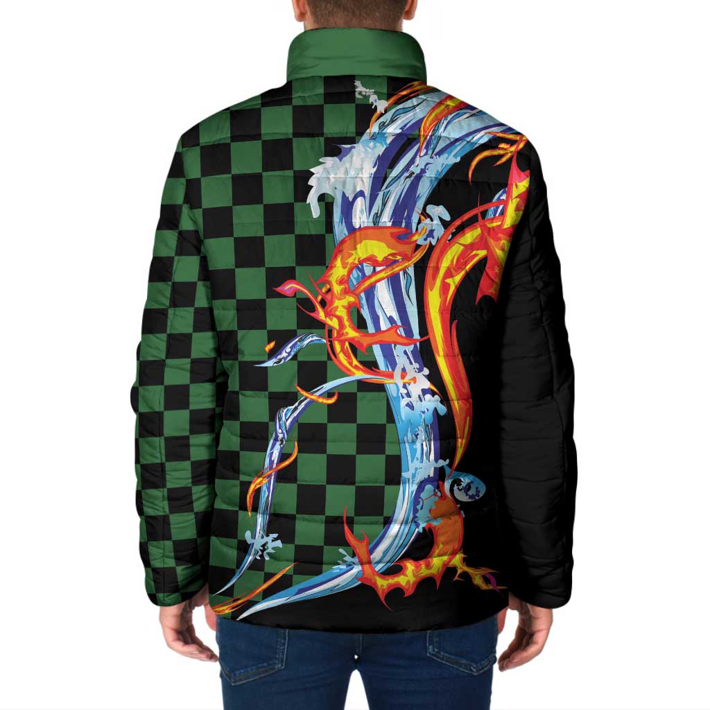 Japanese Asanoha Pattern Padded Jacket Sun Flame Slayer Dragon Hinokami Kagura Spirit - Polynesian Pride