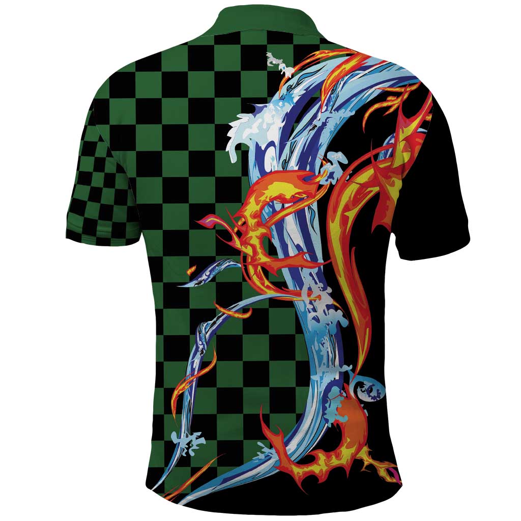 Japanese Asanoha Pattern Polo Shirt Sun Flame Slayer Dragon Hinokami Kagura Spirit LT9 - Polynesian Pride