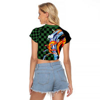 Japanese Asanoha Pattern Raglan Cropped T Shirt Sun Flame Slayer Dragon Hinokami Kagura Spirit LT9 - Polynesian Pride