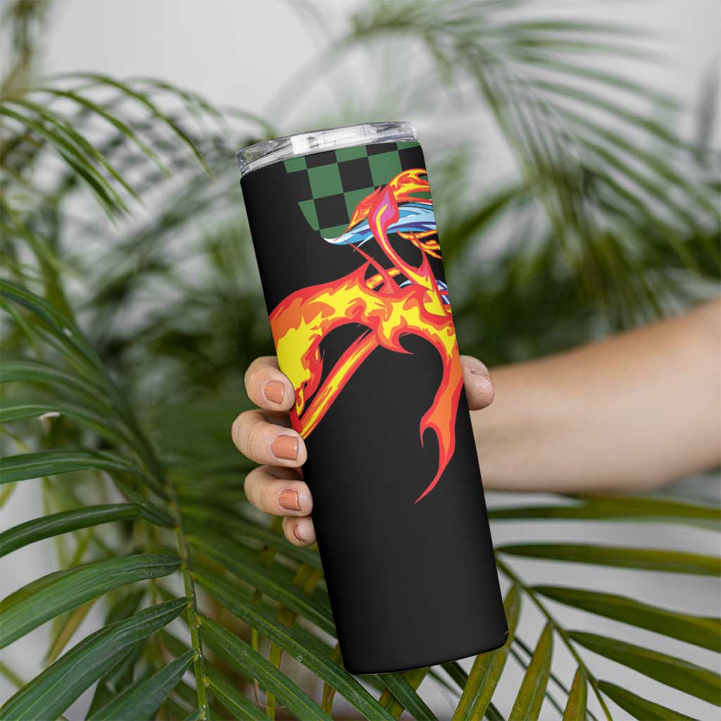 Japanese Asanoha Pattern Skinny Tumbler Sun Flame Slayer Dragon Hinokami Kagura Spirit LT9 - Polynesian Pride