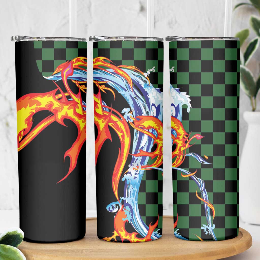 Japanese Asanoha Pattern Skinny Tumbler Sun Flame Slayer Dragon Hinokami Kagura Spirit LT9 - Polynesian Pride