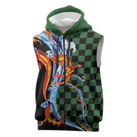 Japanese Asanoha Pattern Sleeveless Zip Hoodie Sun Flame Slayer Dragon Hinokami Kagura Spirit LT9 Green - Polynesian Pride