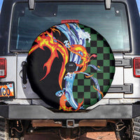 Japanese Asanoha Pattern Spare Tire Cover Sun Flame Slayer Dragon Hinokami Kagura Spirit LT9 Green - Polynesian Pride