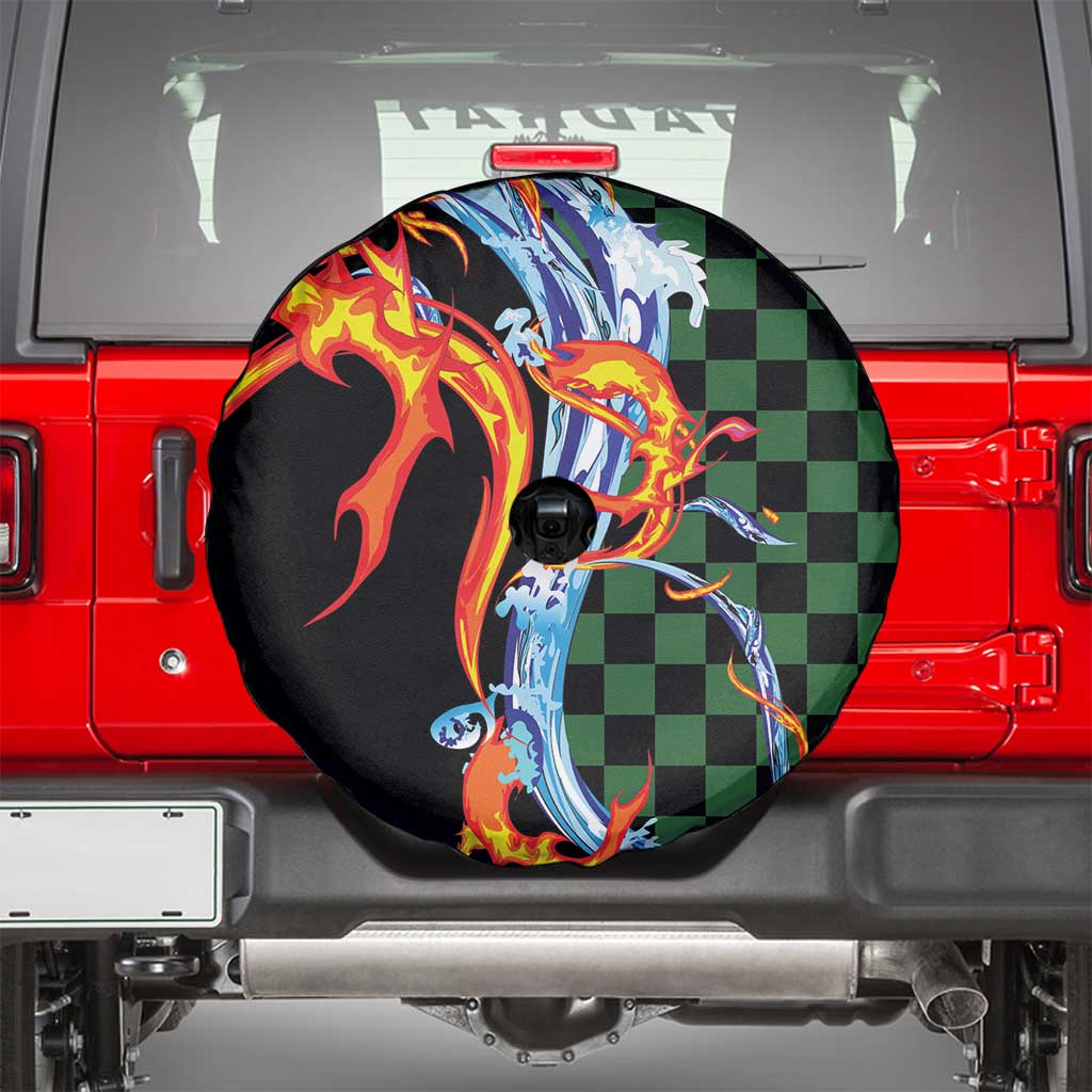 Japanese Asanoha Pattern Spare Tire Cover Sun Flame Slayer Dragon Hinokami Kagura Spirit LT9 - Polynesian Pride
