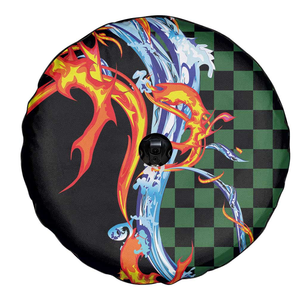Japanese Asanoha Pattern Spare Tire Cover Sun Flame Slayer Dragon Hinokami Kagura Spirit LT9 - Polynesian Pride