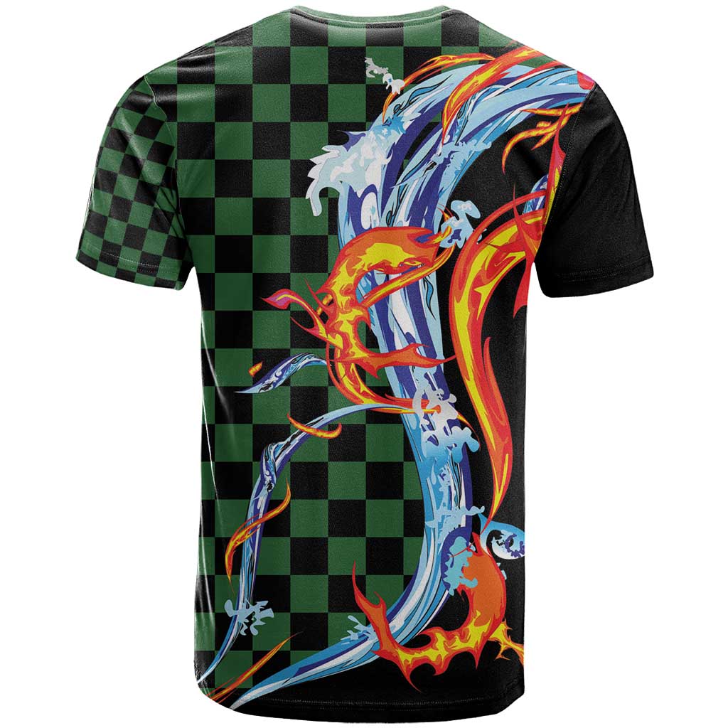 Japanese Asanoha Pattern T Shirt Sun Flame Slayer Dragon Hinokami Kagura Spirit LT9 - Polynesian Pride