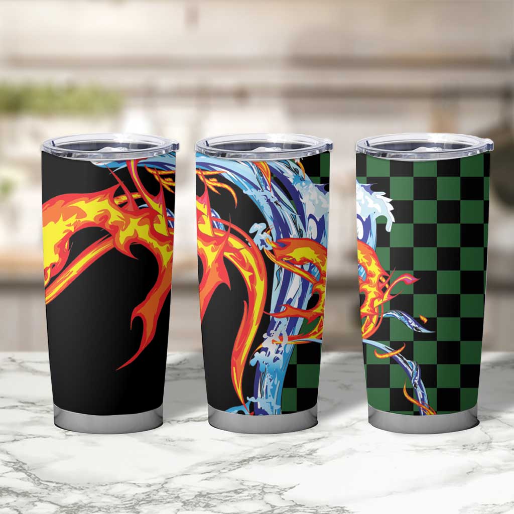 Japanese Asanoha Pattern Tumbler Cup Sun Flame Slayer Dragon Hinokami Kagura Spirit LT9 - Polynesian Pride