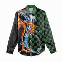 Japanese Asanoha Pattern Women Casual Shirt Sun Flame Slayer Dragon Hinokami Kagura Spirit LT9 - Polynesian Pride