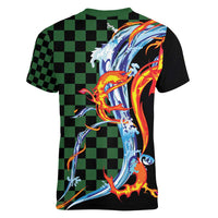 Japanese Asanoha Pattern Women V-Neck T-Shirt Sun Flame Slayer Dragon Hinokami Kagura Spirit LT9 - Polynesian Pride