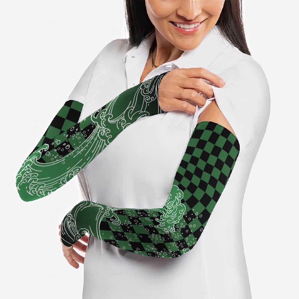 Japanese Asanoha Pattern Arm Sleeves Water Breathing Slayer Dragon - Polynesian Pride