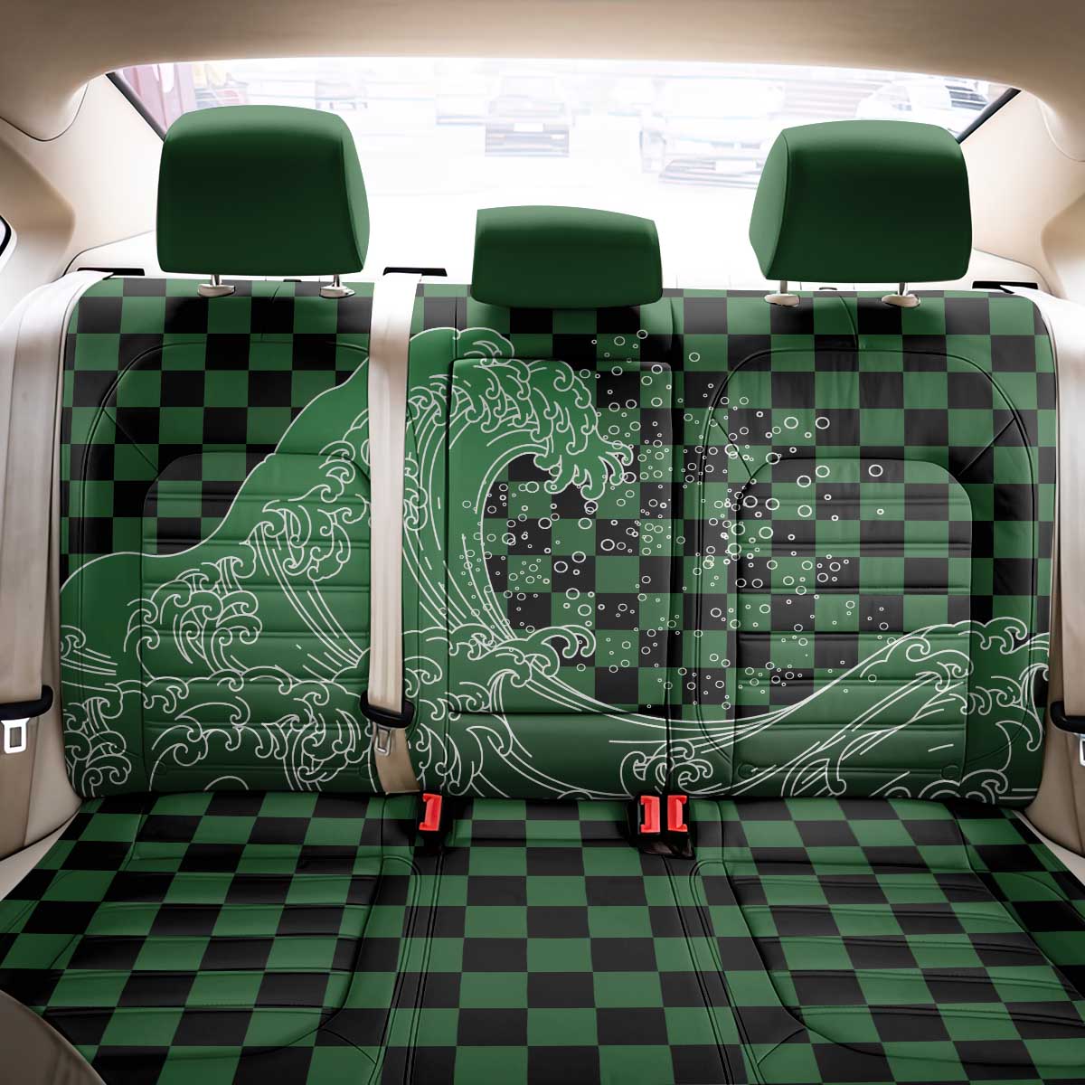 Japanese Asanoha Pattern Back Car Seat Cover Water Breathing Slayer Dragon LT9 - Polynesian Pride