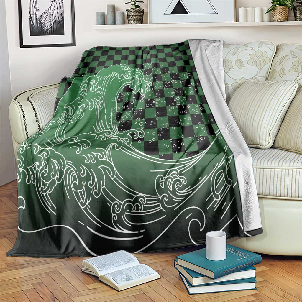 Japanese Asanoha Pattern Blanket Water Breathing Slayer Dragon LT9 Green - Polynesian Pride