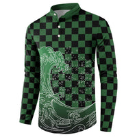 Japanese Asanoha Pattern Button Sweatshirt Water Breathing Slayer Dragon - Polynesian Pride