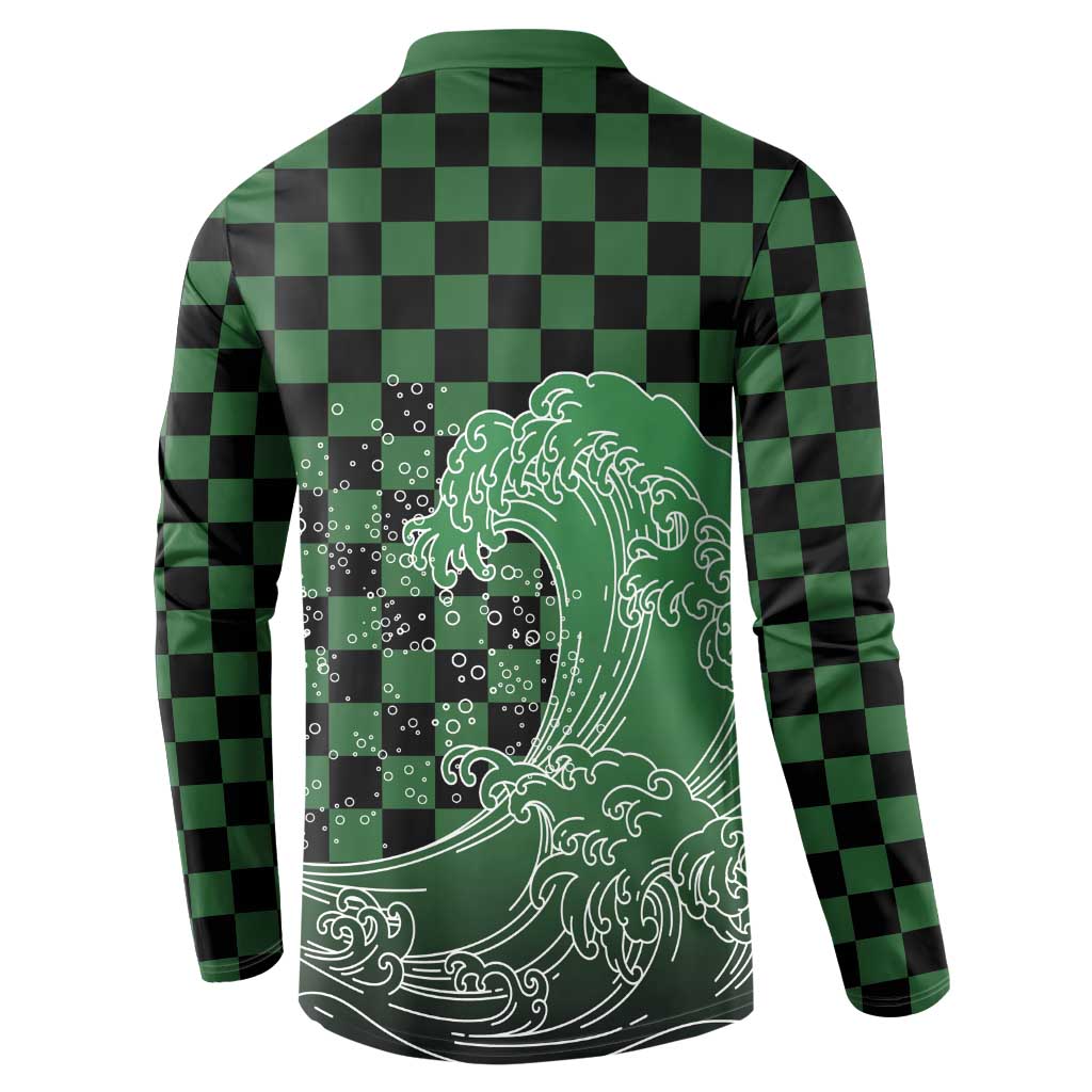 Japanese Asanoha Pattern Button Sweatshirt Water Breathing Slayer Dragon - Polynesian Pride