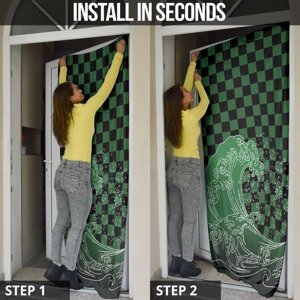 Japanese Asanoha Pattern Door Cover Water Breathing Slayer Dragon LT9 - Polynesian Pride