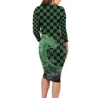 Japanese Asanoha Pattern Family Matching Long Sleeve Bodycon Dress and Hawaiian Shirt Water Breathing Slayer Dragon LT9 - Polynesian Pride