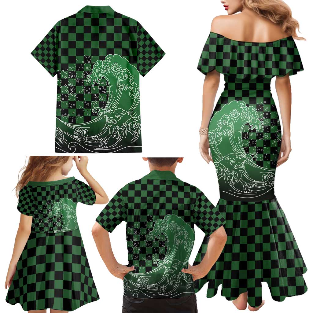 Japanese Asanoha Pattern Family Matching Mermaid Dress and Hawaiian Shirt Water Breathing Slayer Dragon LT9 - Polynesian Pride