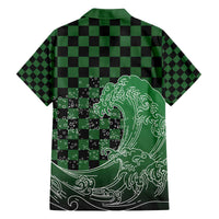 Japanese Asanoha Pattern Family Matching Off The Shoulder Long Sleeve Dress and Hawaiian Shirt Water Breathing Slayer Dragon LT9 - Polynesian Pride