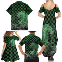 Japanese Asanoha Pattern Family Matching Summer Maxi Dress and Hawaiian Shirt Water Breathing Slayer Dragon LT9 - Polynesian Pride