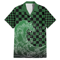 Japanese Asanoha Pattern Family Matching Summer Maxi Dress and Hawaiian Shirt Water Breathing Slayer Dragon LT9 Dad's Shirt - Short Sleeve Green - Polynesian Pride