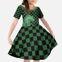 Japanese Asanoha Pattern Family Matching Tank Maxi Dress and Hawaiian Shirt Water Breathing Slayer Dragon LT9 Daughter's Dress Green - Polynesian Pride