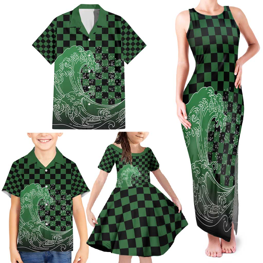 Japanese Asanoha Pattern Family Matching Tank Maxi Dress and Hawaiian Shirt Water Breathing Slayer Dragon LT9 - Polynesian Pride