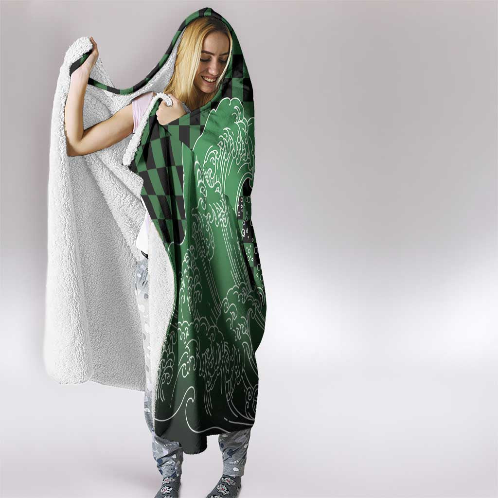 Japanese Asanoha Pattern Hooded Blanket Water Breathing Slayer Dragon - Polynesian Pride