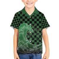 Japanese Asanoha Pattern Kid Hawaiian Shirt Water Breathing Slayer Dragon LT9 Kid Green - Polynesian Pride