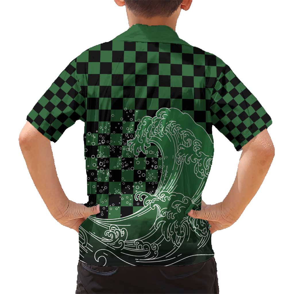 Japanese Asanoha Pattern Kid Hawaiian Shirt Water Breathing Slayer Dragon LT9 - Polynesian Pride