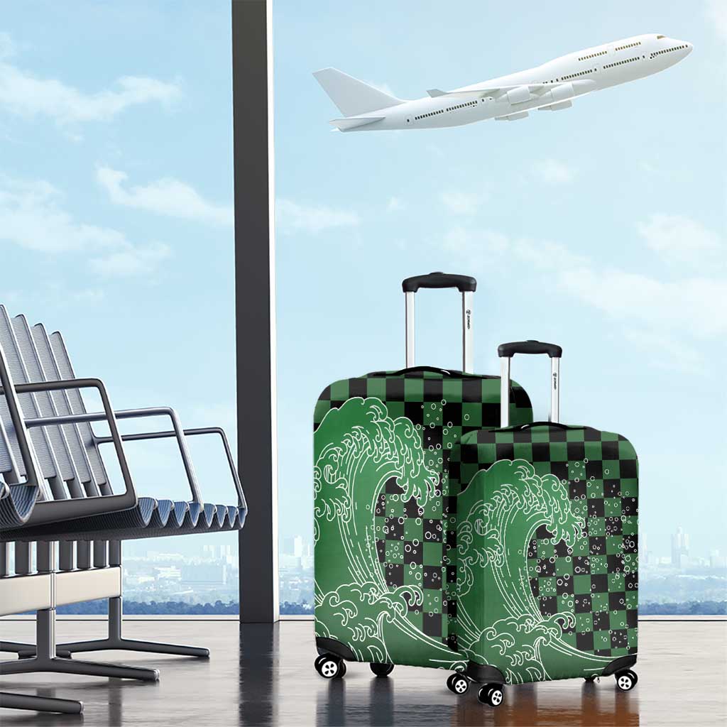 Japanese Asanoha Pattern Luggage Cover Water Breathing Slayer Dragon - Polynesian Pride