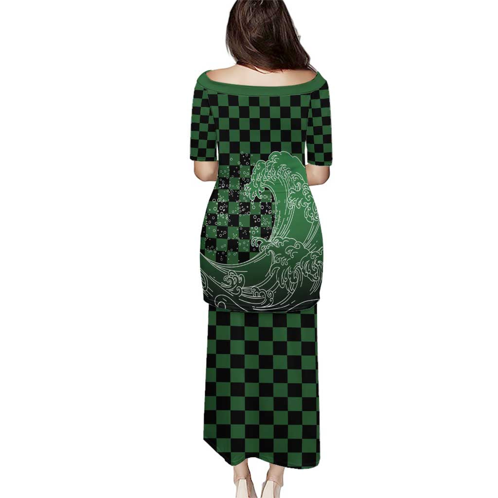 Japanese Asanoha Pattern Puletasi Water Breathing Slayer Dragon - Polynesian Pride