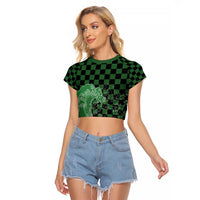 Japanese Asanoha Pattern Raglan Cropped T Shirt Water Breathing Slayer Dragon - Polynesian Pride