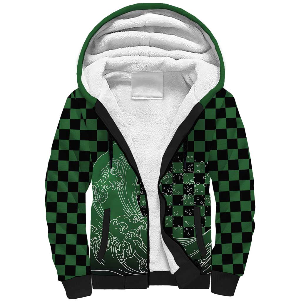 Japanese Asanoha Pattern Sherpa Hoodie Water Breathing Slayer Dragon - Polynesian Pride