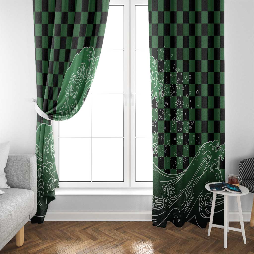 Japanese Asanoha Pattern Window Curtain Water Breathing Slayer Dragon - Polynesian Pride