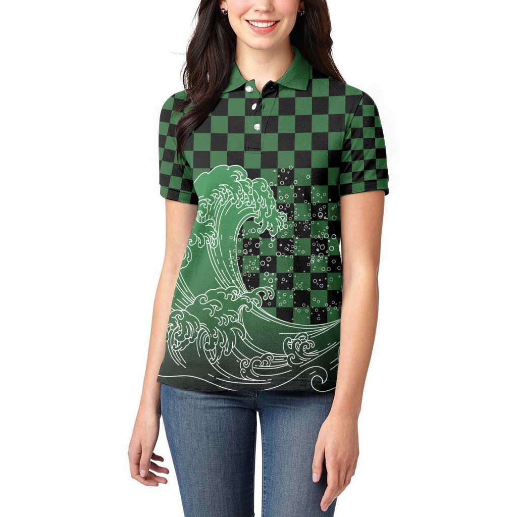 Japanese Asanoha Pattern Women Polo Shirt Water Breathing Slayer Dragon - Polynesian Pride
