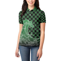 Japanese Asanoha Pattern Women Polo Shirt Water Breathing Slayer Dragon - Polynesian Pride