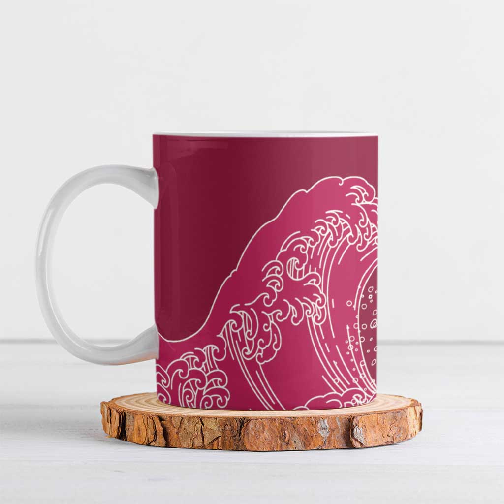 Japanese Bishamon-Kikkou Pattern Ceramic Mug Water Pillar Silent River Flow - Polynesian Pride
