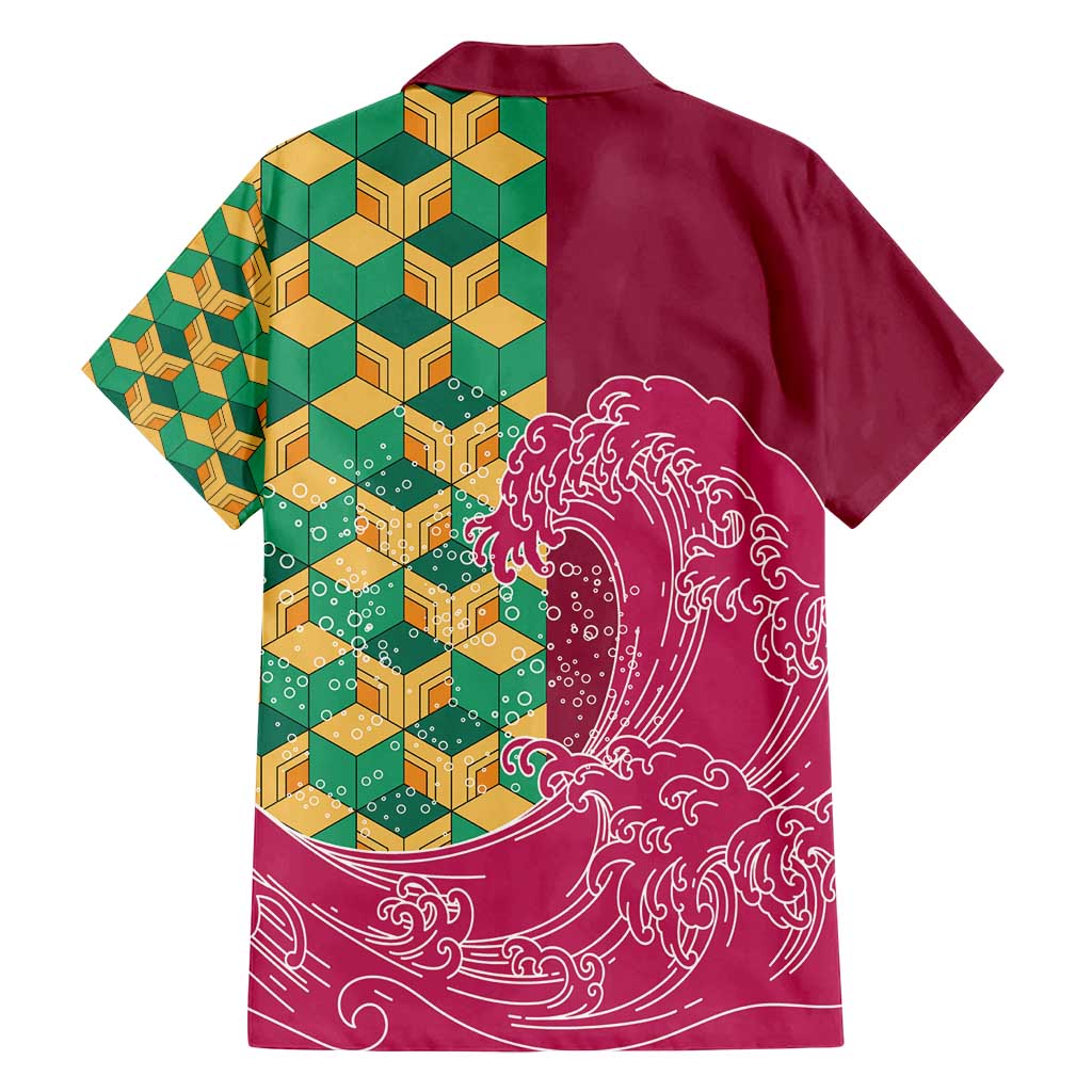 Japanese Bishamon-Kikkou Pattern Family Matching Long Sleeve Bodycon Dress and Hawaiian Shirt Water Pillar Silent River Flow LT9 - Polynesian Pride