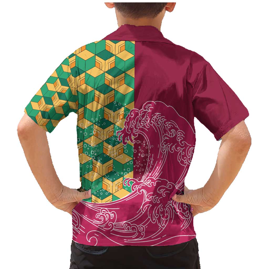 Japanese Bishamon-Kikkou Pattern Family Matching Mermaid Dress and Hawaiian Shirt Water Pillar Silent River Flow LT9 - Polynesian Pride