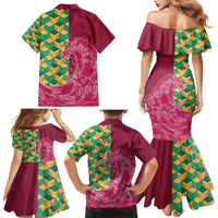 Japanese Bishamon-Kikkou Pattern Family Matching Mermaid Dress and Hawaiian Shirt Water Pillar Silent River Flow LT9 - Polynesian Pride