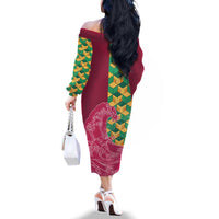 Japanese Bishamon-Kikkou Pattern Family Matching Off The Shoulder Long Sleeve Dress and Hawaiian Shirt Water Pillar Silent River Flow LT9 - Polynesian Pride