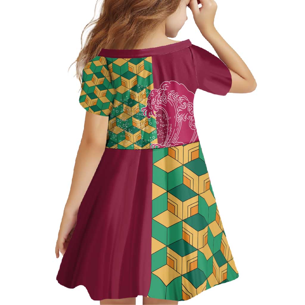 Japanese Bishamon-Kikkou Pattern Family Matching Off Shoulder Maxi Dress and Hawaiian Shirt Water Pillar Silent River Flow LT9 - Polynesian Pride