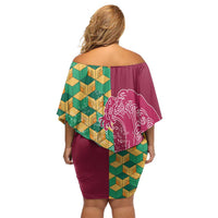 Japanese Bishamon-Kikkou Pattern Family Matching Off Shoulder Short Dress and Hawaiian Shirt Water Pillar Silent River Flow LT9 - Polynesian Pride