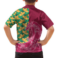 Japanese Bishamon-Kikkou Pattern Family Matching Summer Maxi Dress and Hawaiian Shirt Water Pillar Silent River Flow LT9 - Polynesian Pride