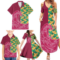 Japanese Bishamon-Kikkou Pattern Family Matching Summer Maxi Dress and Hawaiian Shirt Water Pillar Silent River Flow LT9 - Polynesian Pride